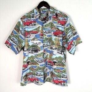 Reyn Spooner Classic Button Up Mens Large Vintage Chevy Classic Cars Hawaiian‎
